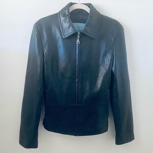 Nine West Black Leather Jacket | Size Small